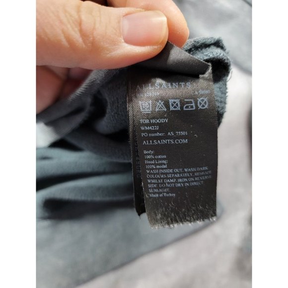 AllSaints TOR Hoody Hoodie S/M Distressed Baggy Grunge trashed w/ flaw - Picture 6 of 8